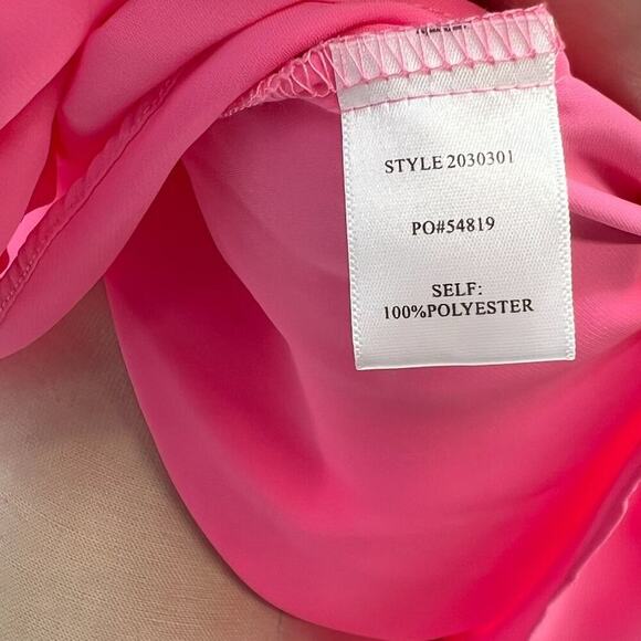 Current Air Los Angeles Pink V-Neck Short Puff Sleeve Blouse Size XS - Picture 10 of 11